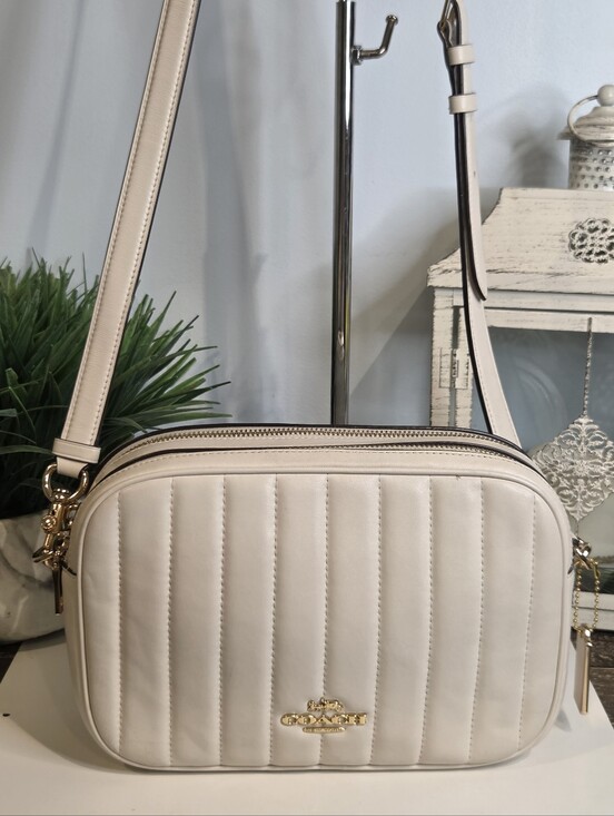 Coach Handbags - Coach Jes Crossbody Quilted Leather Camera Bag Chalk White & Gold.